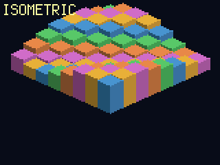 An isometric block board - flat-shaded cubes with breathing heights