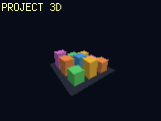 Flat-shaded 3D boxes orbited by a free camera