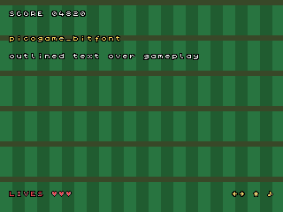 picogame\_bitfont — outlined transparent text over the world